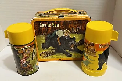 Vintage 1968 Gentle Ben Metal Lunchbox & 2 Thermoses • $200