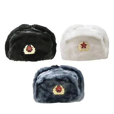 £29.99 • Buy Russian Fur Hat Army Military Style Winter Outdoor Fishing Hunting Cossack Badge