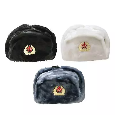 £29.99 • Buy Russian Fur Hat Army Military Style Winter Outdoor Fishing Hunting Cossack Badge