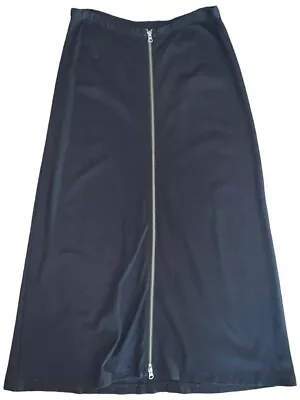 J. Jill Women’s Black Ponte A Line Maxi Skirt Full Zipper Front Stretch Size M • $22.95