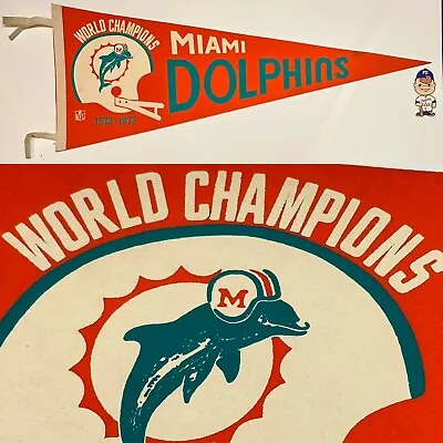 1973 Vintage Miami Dolphins Nfl Football Pennant 12x30 Super Bowl Rare 1972 • $99.95