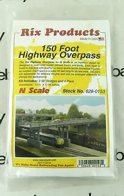 N Scale 150' Highway Overpass Kit W/4 Piers - Rix Products #628-0153 • $41.35