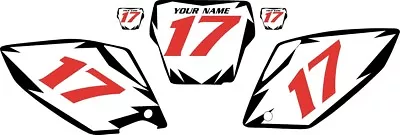 2007 HONDA CRF450 Pre-Printed White Backgrounds With Black Shock - Red Number • $43.99