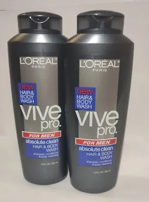 2x L'Oreal Vive Pro For Men Absolute Clean Hair & Body Wash 13oz New! • $45