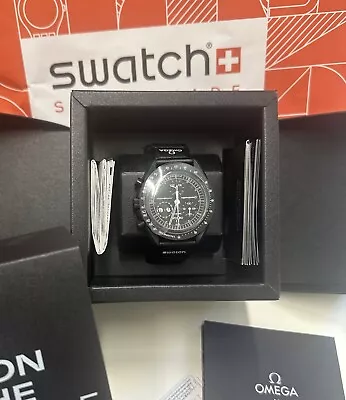 OMEGA X Swatch Snoopy Black Moonphase Moonswatch Brand New With Receipt • $780