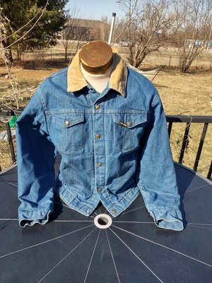 $49.95 • Buy Vtg Saddle King Western Mens Blanket Lined Denim Trucker Jean Jacket Size 44 Reg