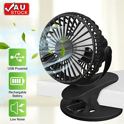 $18.99 • Buy USB 360° Rotation Adjustable Clip Fan 3 Speeds Powered Cooling Baby Stroller Fan