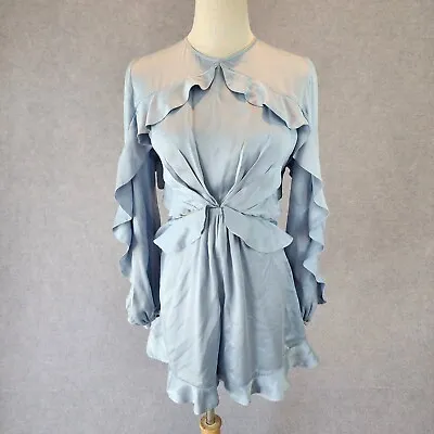 Zimmermann Playsuit Womens 1 Winsome Flutter Pale Blue Long Sleeve 100% Silk  • $54.52