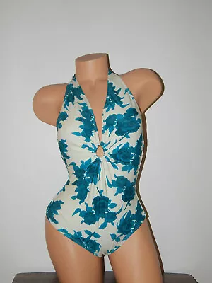 One Piece Swimsuit M Lenny Malliot Turquoise Green Cream Anthropologie Nwts • $52.79