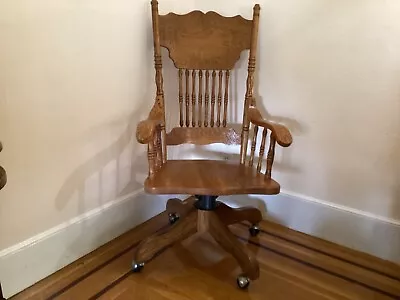 Vintage Custom Carved Red Tiger Oak Chair • $500