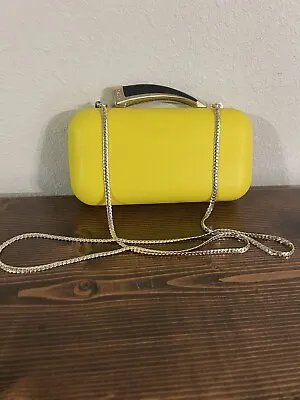 Vince Camuto Neon Yellow Evening Purse Clutch- Faux Horn Detail • $18.99