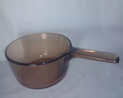 Vintage Corning Ware Visions Amber Glass 1.5 L Sauce Pot Pan USA No • $22.99