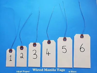 Wire Strung Manila Tags Inventory Hang Wired Label Shipping Sizes # 1 2 3 4 5 6 • $8.89