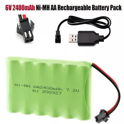 £9.99 • Buy 6V 2400mAh Ni-MH AA Battery Pack  SM-2P 2Pin Plug & Charger For RC Truck Car NEW