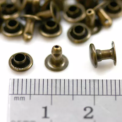 £5.29 • Buy Single Cap Antique Brass Gun Metal Silver Rivets  Leather Craft Stud Repair