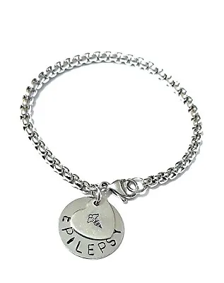 Medical Alert Bracelet Strong Stainless Steel Box Chain & Disc & Heart • £6.99