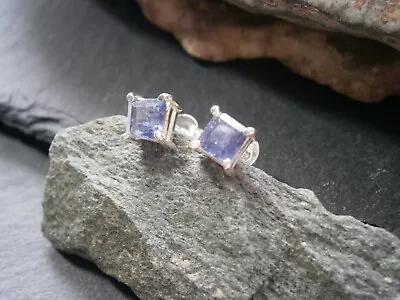 925 Sterling Silver Indigo Blue Iolite Stud Earrings • £15