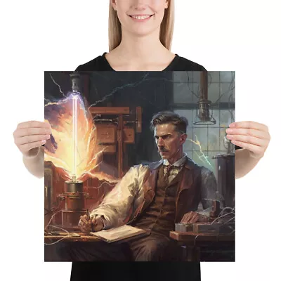 Nikola Tesla Poster - Fan Art Design Painting - High Quality Premium Gift Idea • $27.99