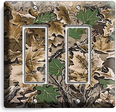 Oak Tree Mossy Camo Camouflage Double Decora Light Switch Wall Plate Hunt Cabin • $19.52