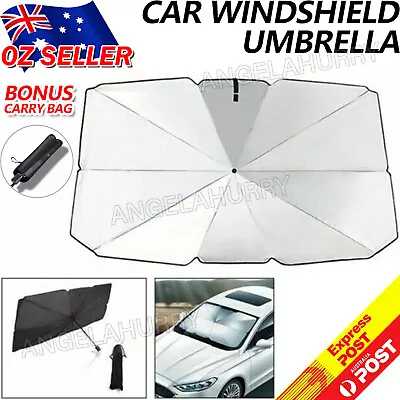 $17.77 • Buy Car Sunshade Umbrella Front Window Visor Sun Shade Cover Black-Large NEW