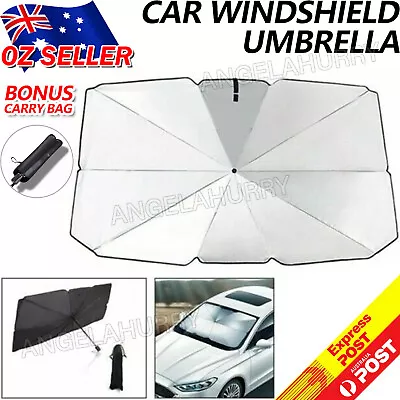 Car Sunshade Umbrella Front Window Visor Sun Shade Cover Black-Large NEW • $13.98