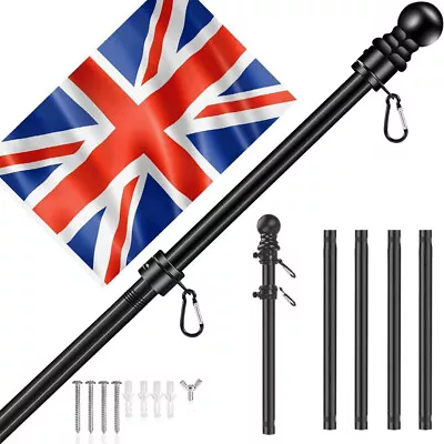 £12.15 • Buy Stainless Steel Telescopic Flag Pole Outdoor Garden Yard Adjustable Flagpole UK