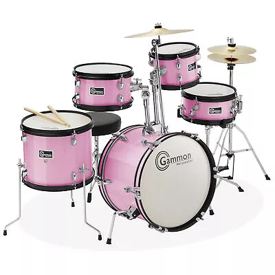 OPEN BOX - 5-Piece Beginner Junior Drum Set W/ Stool & Stands - Pink • $141.99