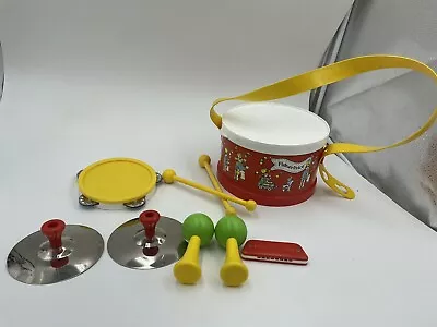 Vintage 1979  Fisher Price Marching Band Drum With Musical Instruments Set #921 • $40.99
