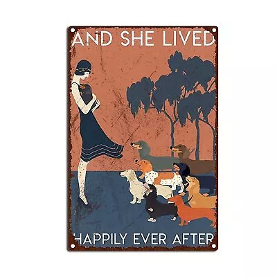 Vintage Tin Sign Dachshund Dog Lover And She Lived Happily Ever After The Kitche • $15.45