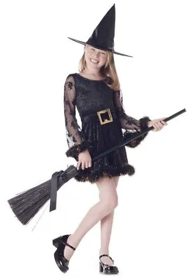 Child Witch - Sorceress - Wizard Costume - Black Dress And Hat • $15.99