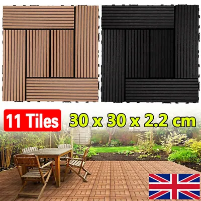 11PCS Garden Composite Interlocking Decking Floor Tiles 30x30cm Patio Flags Deck • £24.99