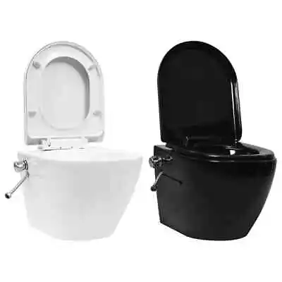 Wall Hung Rimless Toilet With Bidet Function Sleek Toilet White/Black VidaXL • £183.99