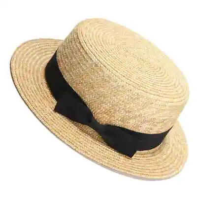 New Men’s Straw Boater Black Band Fedora Dress Hat (Size 56-58CM) • $24