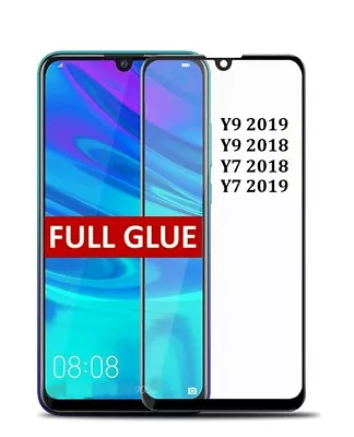 Full Glue Tempered Glass Screen Protector For Huawei Y9 Y7 Prime 2019 / 2018 • £3.90