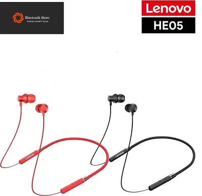 Lenovo HE05 Earphones Bluetooth 5.0 Wireless Neckband Headset Sports Headphones • £11.99