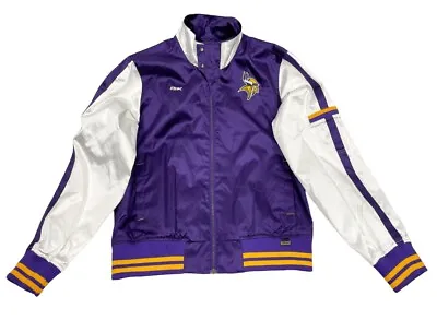 Minnesota Vikings Reebok Satin Purple NFL Football Bomber Jacket Women's Large L • $14.30