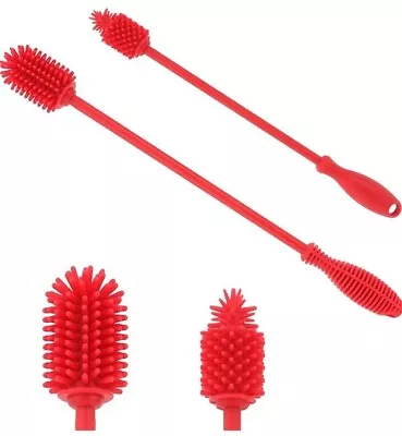 Silicone Bottle Brush 2 Pack Red BPA Free. Baby Bottle Brush • £7.29