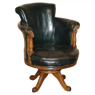 Stunning Antique Willian Iv Circa 1830 Hand Carved Walnut Captains Swivel Chair • £2850