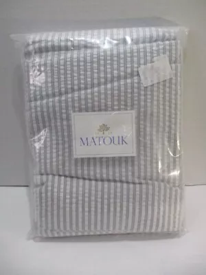 Matouk Coverlet Twin Gray Matteo White Striped Seersucker 70x92 100% Cotton New • $69.99