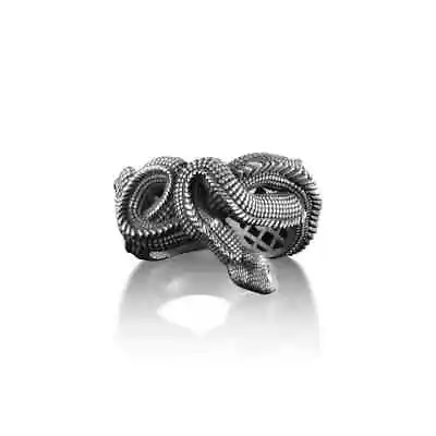 Solid 925 Sterling Silver Designer Ouroboros Twisted Snake Boho Mens Unisex Ring • $152.69