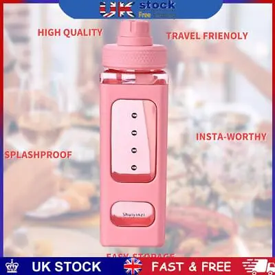 Water Bottle 23.6 Oz Large Capacity Bottle Straw & Lovely Sticker (Pink) • £7.79