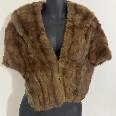 Vintage Brown Rabbit(?) Fur Collared Shawl • $35