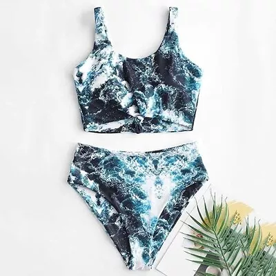 ZAFUL High Waisted Bikini Scoop Neck 2 PC Bathing Suit Size L (10). F66 • $20