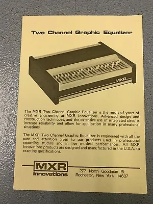 Vintage MXR Two Channel Graphic Equalizer Spec Card • $20