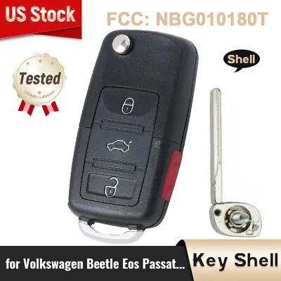 For Volkswagen Beetle Eos Jetta Passat 2012-2018 Flip Remote Key Shell Case Fob  • $8.08