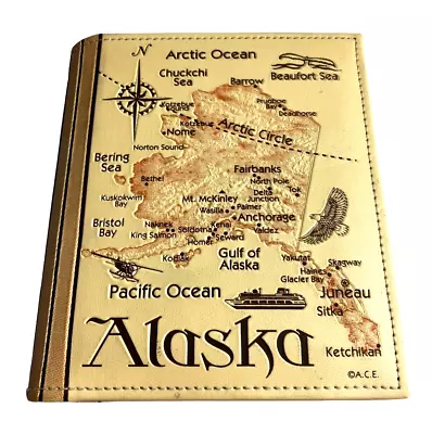 $21.50 • Buy Alaska Photo Album Embossed Map Faux Leather Vacation 50 Pages 208 Photos ACE