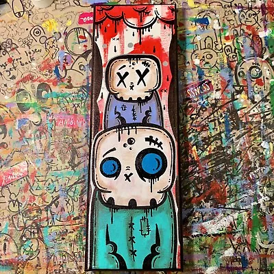 Jencalle Graffiti Art ORIGINAL Street Outsider Pop 12x4 PAINTING USA Canvas 👻 • $69.50
