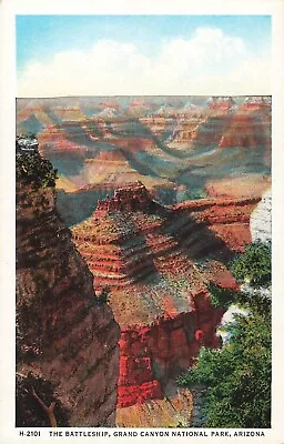 Postcard The Battleship Maricopa Point Grand Canyon Nat'l Park AZ Fred Harvey • $3.32