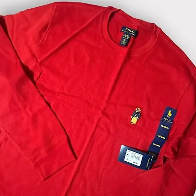 Polo Ralph Lauren Men's Polo Bear Waffle Knit Thermal Red Shirt Size XL • $28