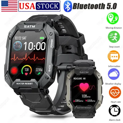 Smart Military Tactical Watch Heart Rate 5ATM Fitness Wristwatch For Android USA • $30.99